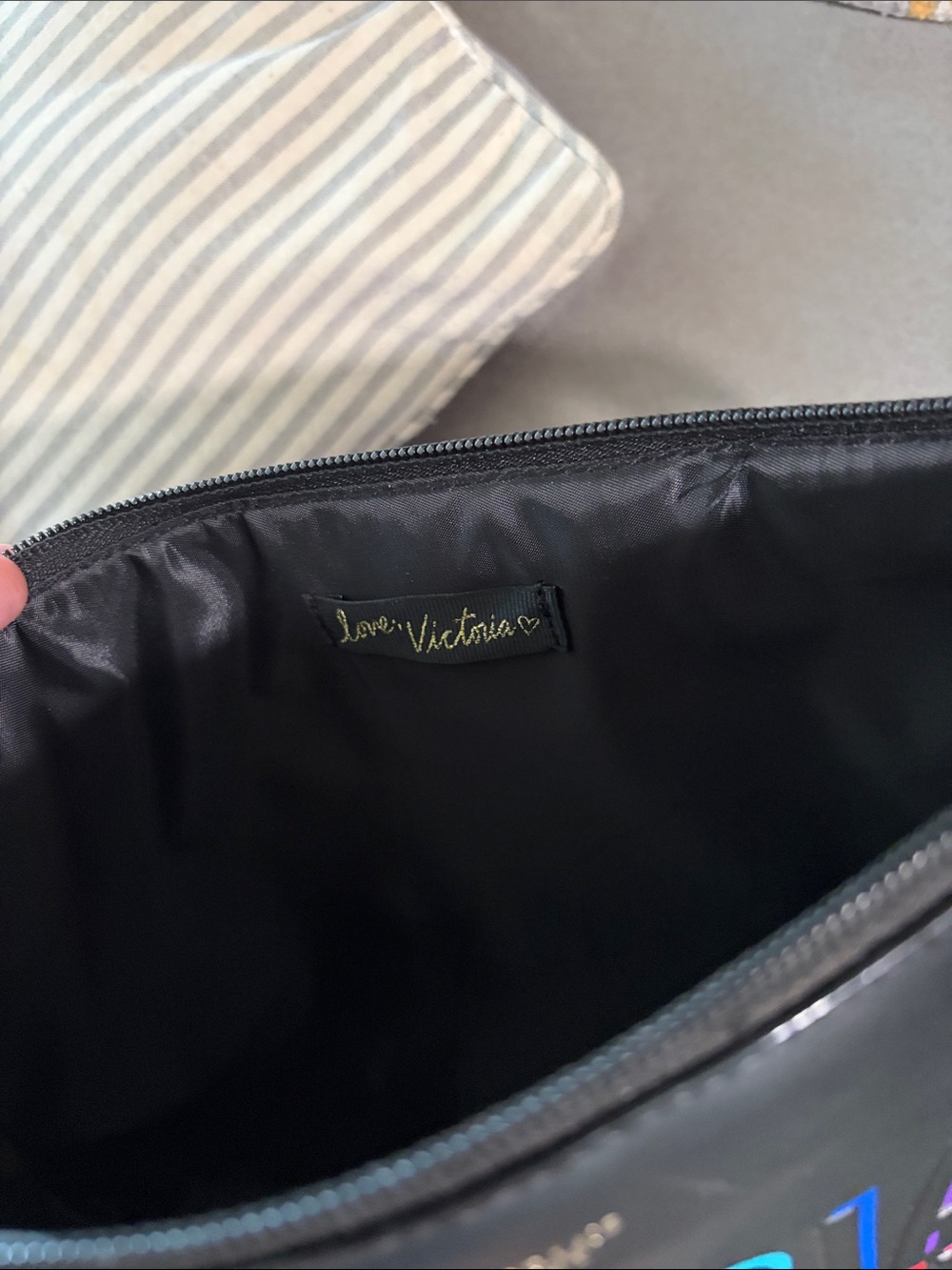 Victoria's Secret Black Cosmetic Pouch with Rainbow Lettering - Picture 8 of 10